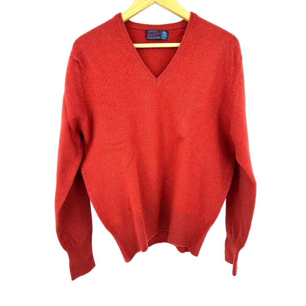 Vintage Peter Scott Lambswool V-Neck‎ Sweater Made in Scotland Mens Knit